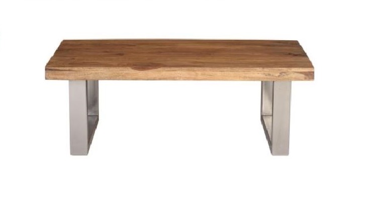 MESA DE CENTRO MADERA DE PALISANDRO Y PATAS ACERO CROMADO Med: 120 x 60