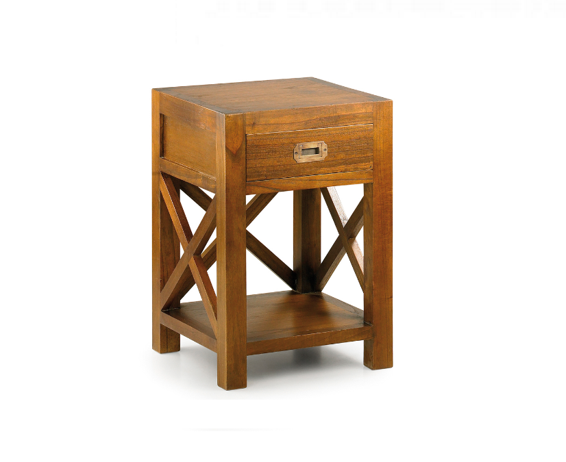 MESILLA cruz 1 cajón. Madera de Mindi. Medidas: 40 x 40 x 60 cm alyo