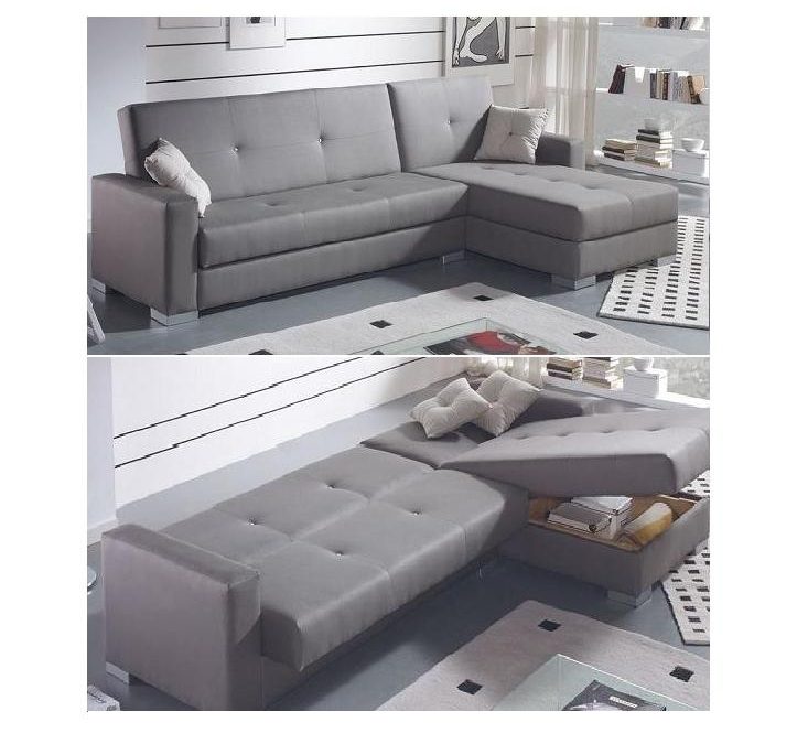 SOFA CAMA clic-clac con chaiselonge con arcón. Medidas: 255 x 105 x 71 cm.Varias telas a elegir.