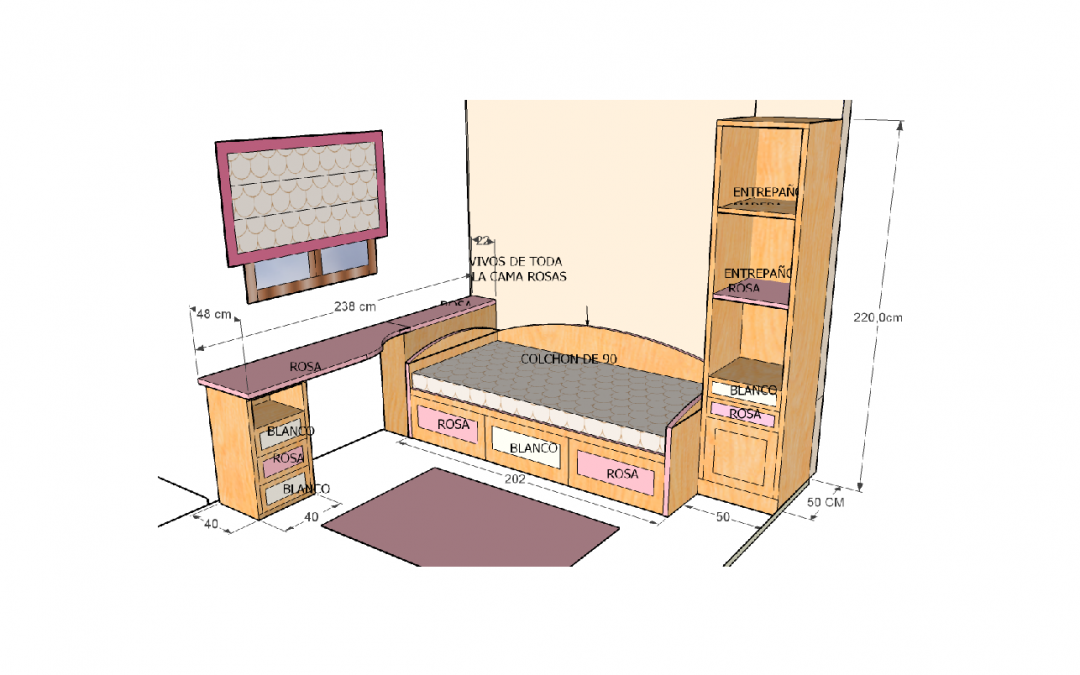 DORMITORIO a medida en melamina