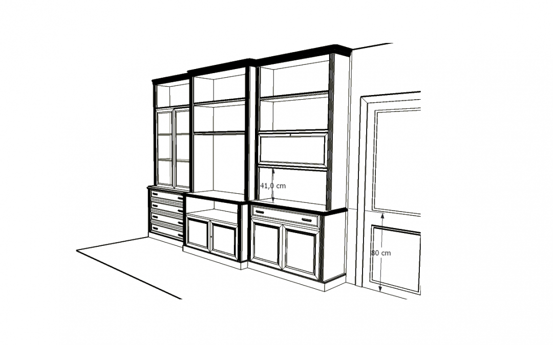 LIBRERIA a medida a techo con cuerpo central para TV