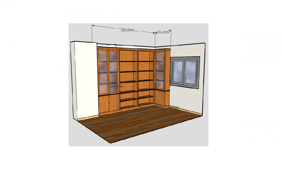 LIBRERIA a medida en madera de fresno en L