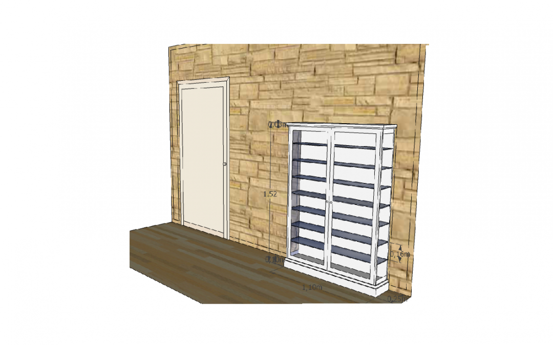 VITRINA a medida en madera de haya lacada en blanco.