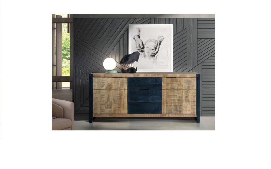 APARADOR 2 PUERTAS Y 2 CAJONES MADERA DE MANGO / HIERRO MED: 180 X 45 X 80 CM ALTO