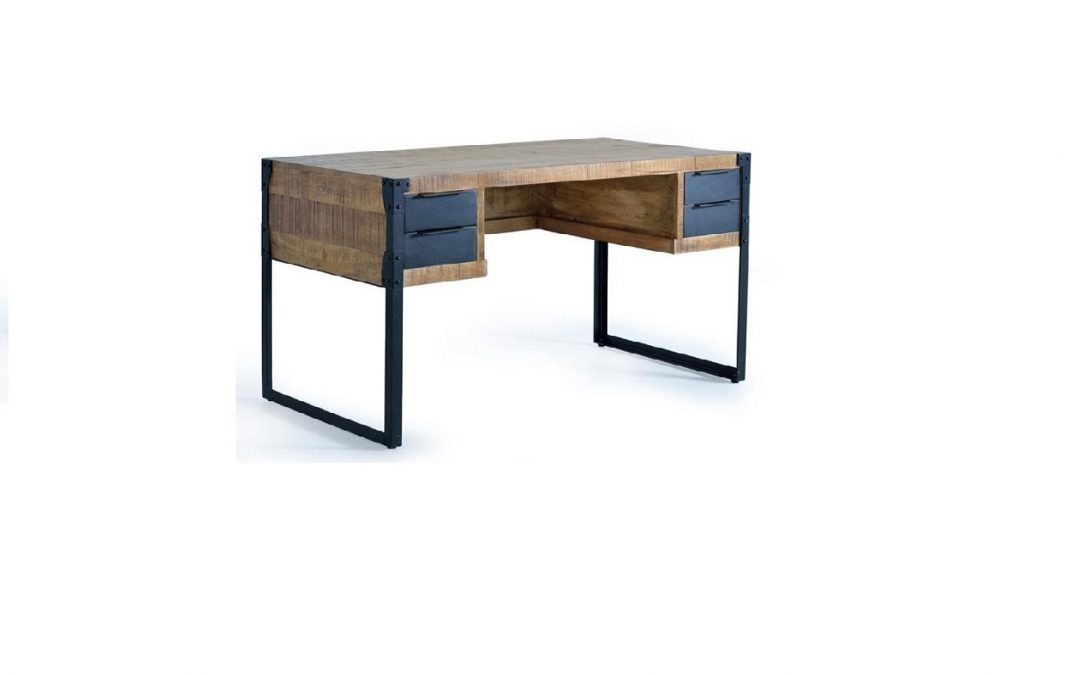 ESCRITORIO 4 CAJONES MADERA DE MANGO Y METAL MED: 135 X 70 X 76 CM ALTO