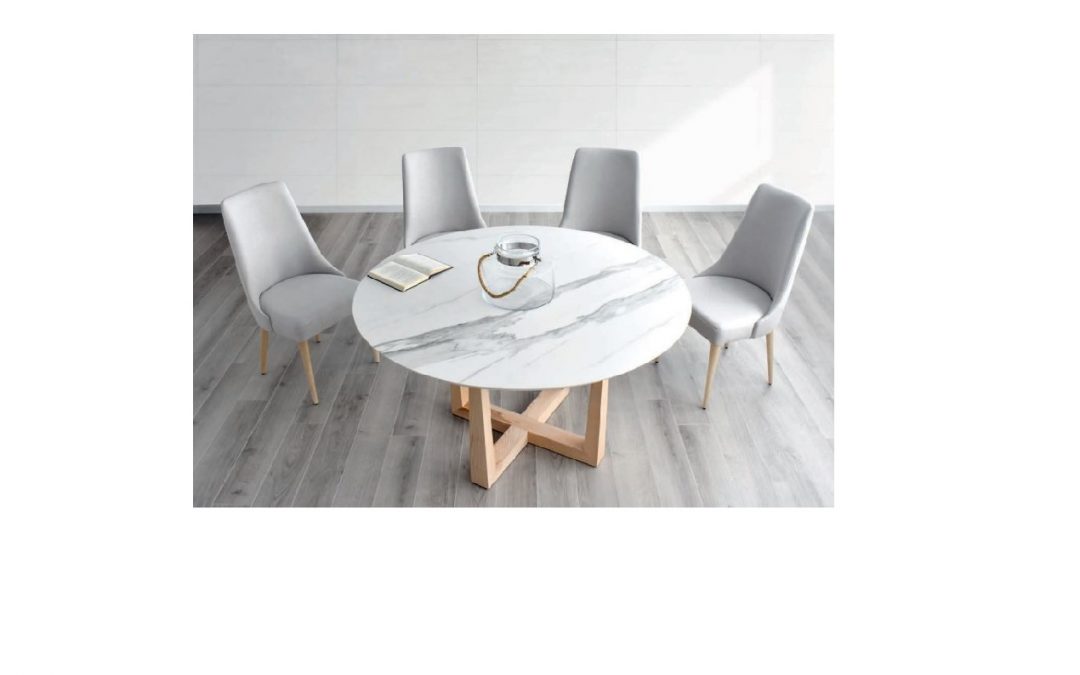 MESA DE COMEDOR OSTEIN MED: 120X120 / 130X130 / 140X140 / X 75 CM ALTO ACABADOS ROBLE / NOGAL / PORCELÁNICO