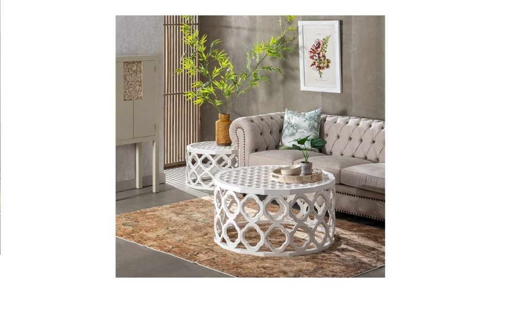 SET 2 MESAS DE CENTRO MADERA LACADO BLANCO MED: 89 X 89 X 47 CM ALTO / 61 X 61 X 38 CM ALTO