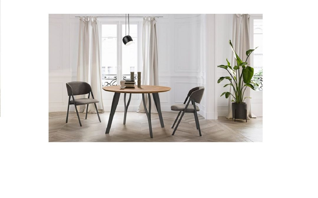 MESA DE COMEDOR 4 PATAS METÁLICAS CON TAPA DE MADERA O MELAMINA, REDONDA O RECTANGULAR, FIJA O EXTENSIBLE VARIAS MEDIDAS Y ACABADOS