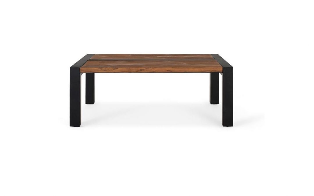 MESA DE CENTRO MADERA MACIZA DE TECA Y METAL MED: 120 X 90 X 46 CM ALTO