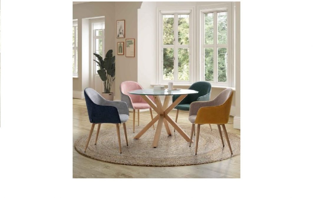 MESA DE COMEDOR MADERA ROBLE / CRISTAL MED: 107 X 107 X 75 CM ALTO
