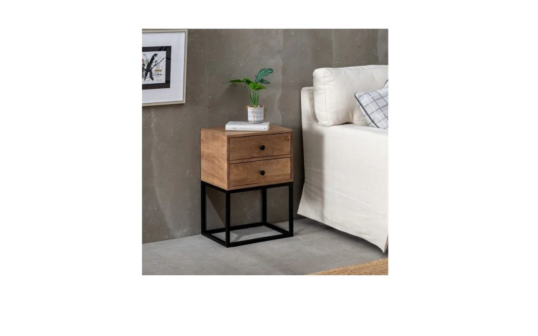 MESITA 2 CAJONES MADERA DE MANGO / HIERRO MED: 43 X 33 X 61 CM ALTO