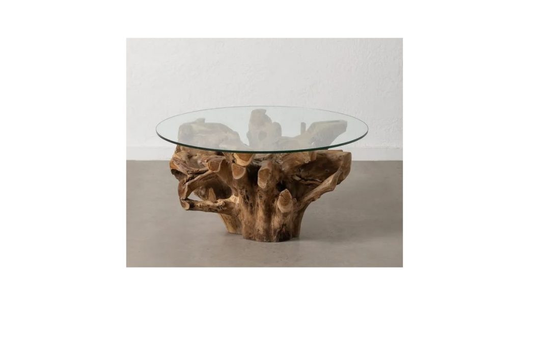 MESA DE CENTRO MADERA DE TECA / CRISTAL MED: 90 X 90 X 45 CM ALTO