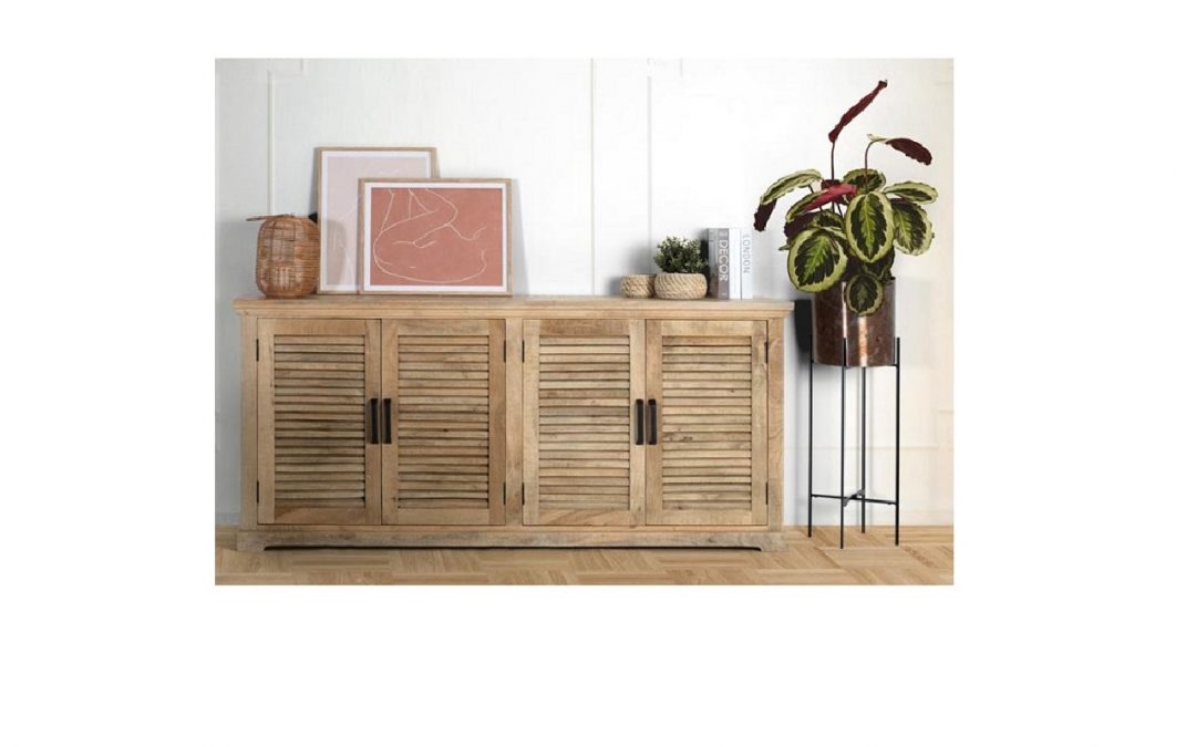 APARADOR 4 PUERTAS CON ESTANTES INTERIORES MADERA MACIZA DE MANGO MED: 200 X 40 X 90 CM ALTO