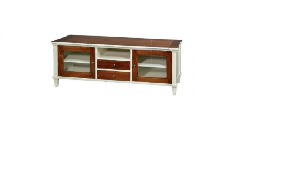 MUEBLE T.V. 2 PUERTAS 2 CAJONES 1 HUECO MADERA BICOLOR MED: 160 X 50 X 60 CM ALTO