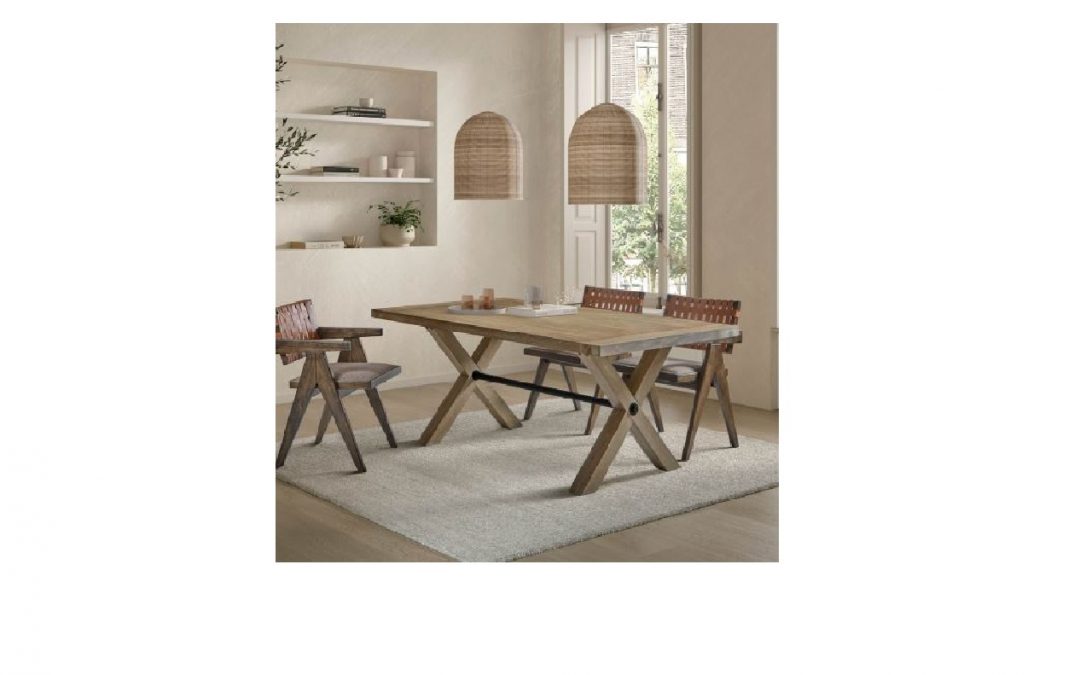 MESA DE COMEDOR FIJA MADERA DE ROBLE MED: 180 X 100 X 76 CM ALTO
