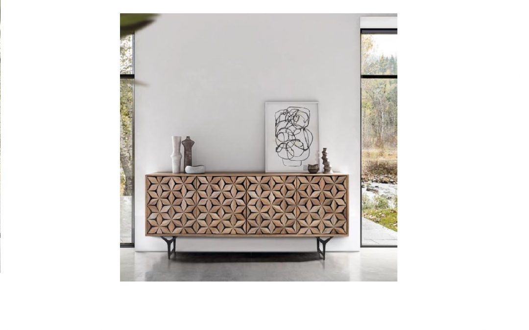 APARADOR 4 PUERTAS ESTILO INDUSTRIAL MADERA DE MANGO Y METAL MED: 177 X 40 X 74 CM ALTO