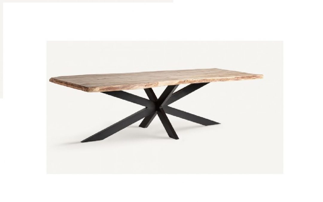 MESA DE COMEDOR MADERA DE ACACIA MACIZA / HIERRO MED: 260 X 110 X 77 CM ALTO