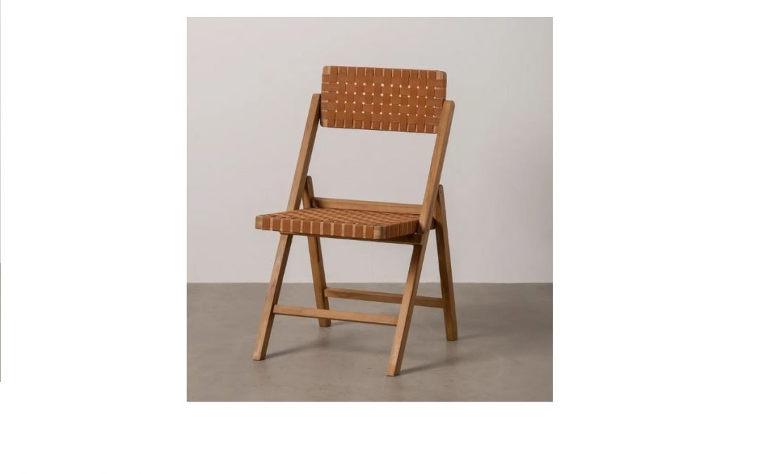 SILLA PLEGABLE MADERA DE TECA Y RATTÁN NATURAL MED: 49 X 58 X 88 CM ALTO