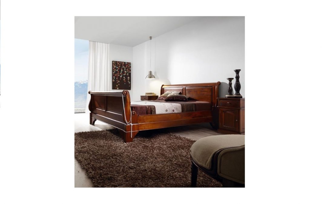 CAMA VINTAGE TRINEO MADERA DE CAOBA MED: 165 X 225 X 98 CM ALTO PARA CAMA DE 150 X 200 CM (TAMBIÉN PARA CAMA DE 90 X 200 CM)