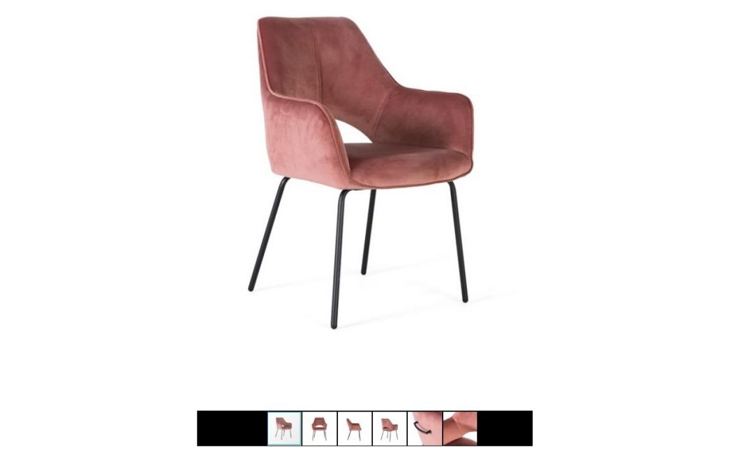 SET 2 SILLAS TAPIZADAS TERCIOPELO ROSA Y PATAS METÁLICAS MED: 60 X 65 X 89 CM ALTO