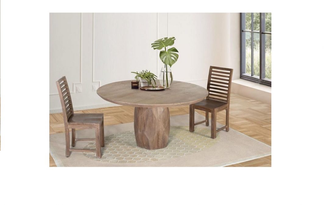 MESA DE COMEDOR MADERA DE MANGO MACIZO MED: 150 X 150 X 78 CM ALTO