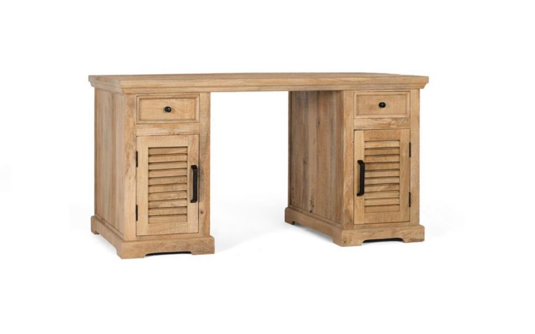 ESCRITORIO 2 CAJONES 2 PUERTAS MADERA DE MANGO NATURAL MED: 145 X 70 X 76 CM ALTO