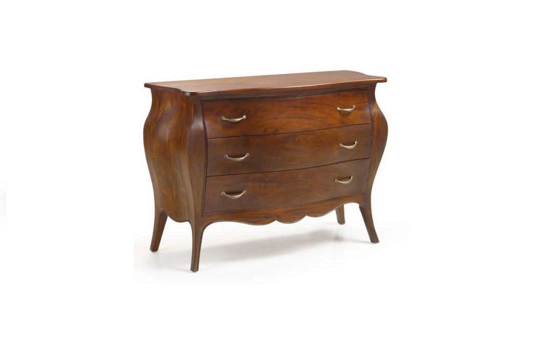 CÓMODA VINTAGE 3 CAJONES MADERA DE CAOBA Y TIRADORES COLOR BRONCE MED: 120 X 50 X 86 CM ALTO