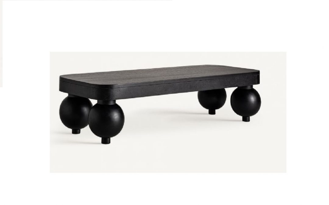 MESA DE CENTRO ESTILO CONTEMPORÁNEO MADERA DE MANGO COLOR NEGRO Y PATAS ACERO NEGRO MED: 150 X 60 X 40 CM ALTO