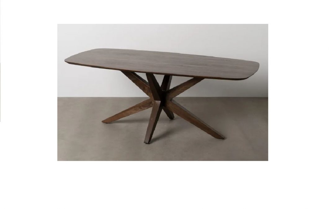 MESA DE COMEDOR MADERA DE MANGO CON TAPA DE 2,8 CM GROSOR REDONDEADA MED: 200 X 100 X 76 CM ALTO