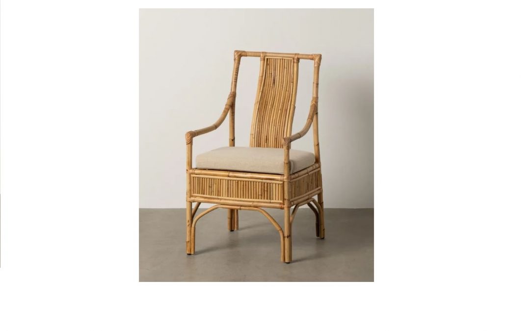 SILLÓN RATTÁN NATURAL CON COJÍN DESENFUNDABLE COLOR BEIGE MED: 54 X 65 X 96 CM ALTO