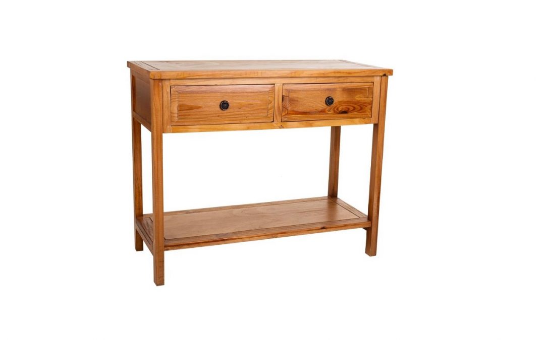 CONSOLA 2 CAJONES Y ESTANTE INFERIOR MADERA MED: 95 X 41 X 78 CM ALTO