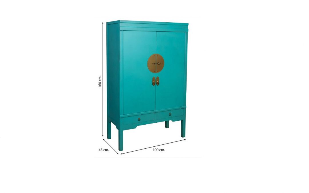 ENTRADA 2 PUERTAS CON ESTANTES INTERIORES Y 2 CAJONES MADERA COLOR AZUL MED: 100 X 45 X 160 CM ALTO (TAMBIÉN EN COLOR ROJO)