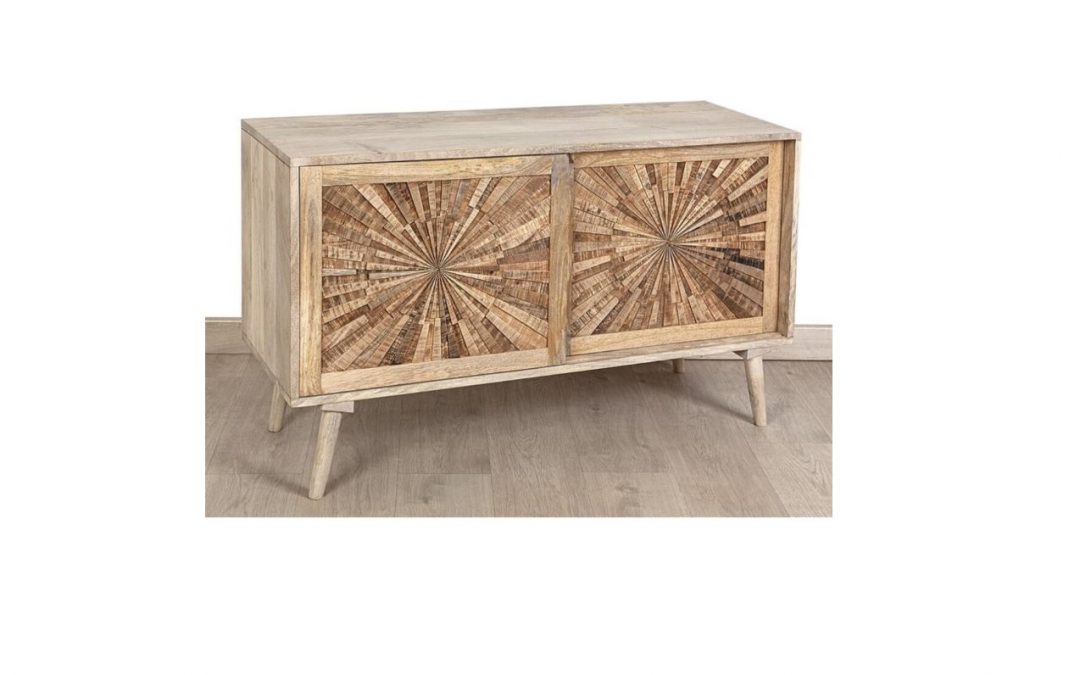 APARADOR PEQUEÑO 2 PUERTAS CORREDERAS MADERA TALLADA MED: 115 X 40 X 70 CM ALTO