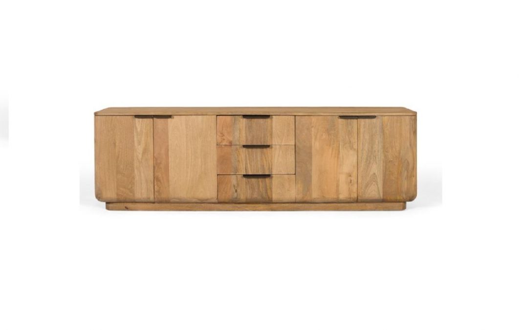 MUEBLE T.V. 4 PUERTAS 3 CAJONES MADERA DE MANGO MED: 180 X 40 X 55 CM ALTO