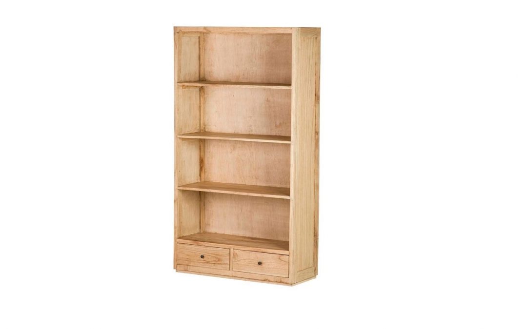 LIBRERÍA 4 HUECOS 2 CAJONES MADERA DE MINDI MED: 100 X 40 X 185 CM ALTO