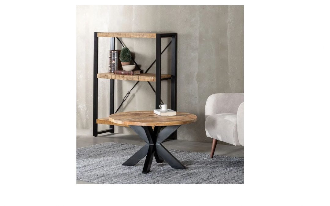 MESA DE CENTRO MADERA DE MANGO MACIZO / HIERRO MED: 80 X 80 X 45 CM ALTO