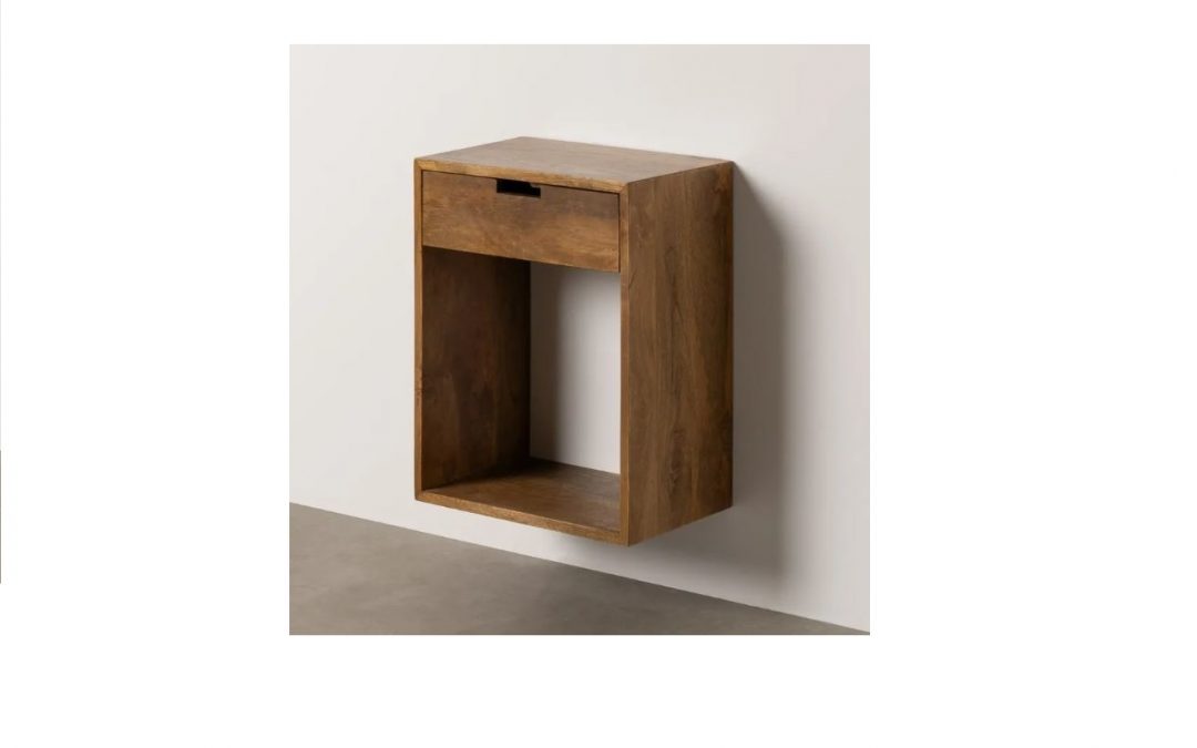 MESITA FLOTANTE 1 CAJÓN Y 1 HUECO MADERA DE MANGO MED: 40,5 X 25 X 50 CM ALTO