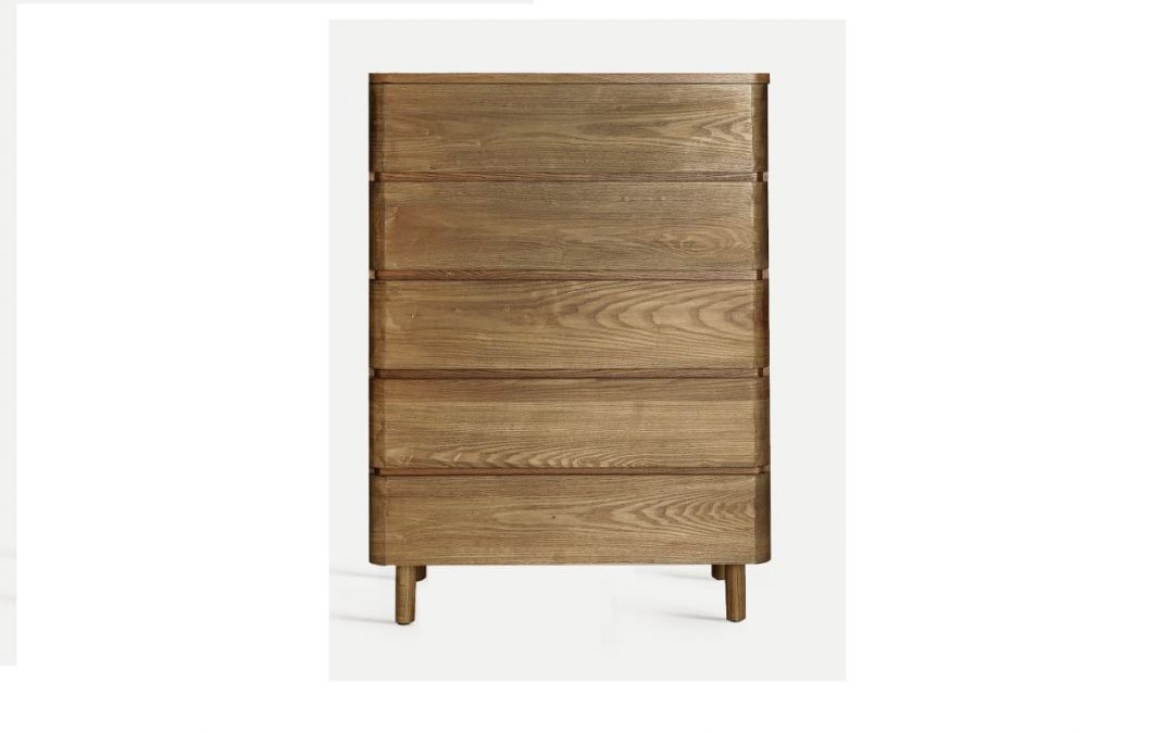 CHIFFONNIER 5 CAJONES ESQUINAS REDONDEADAS MADERA MED: 80 X 40 X 112 CM ALTO