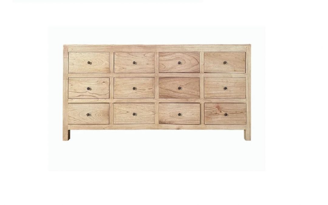 APARADOR 12 CAJONES MADERA DE MINDI NATURAL MED: 170 X 40 X 88 CM ALTO