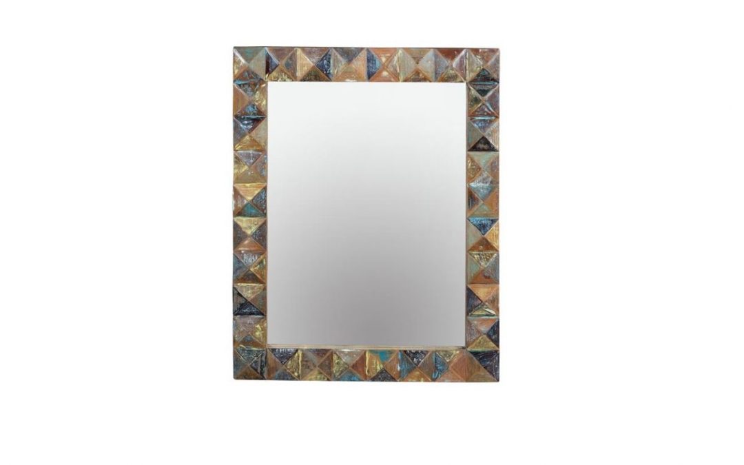 ESPEJO DIAMANTE MULTICOLOR MADERA RECICLADA MED: 80 X 100 CM ALTO