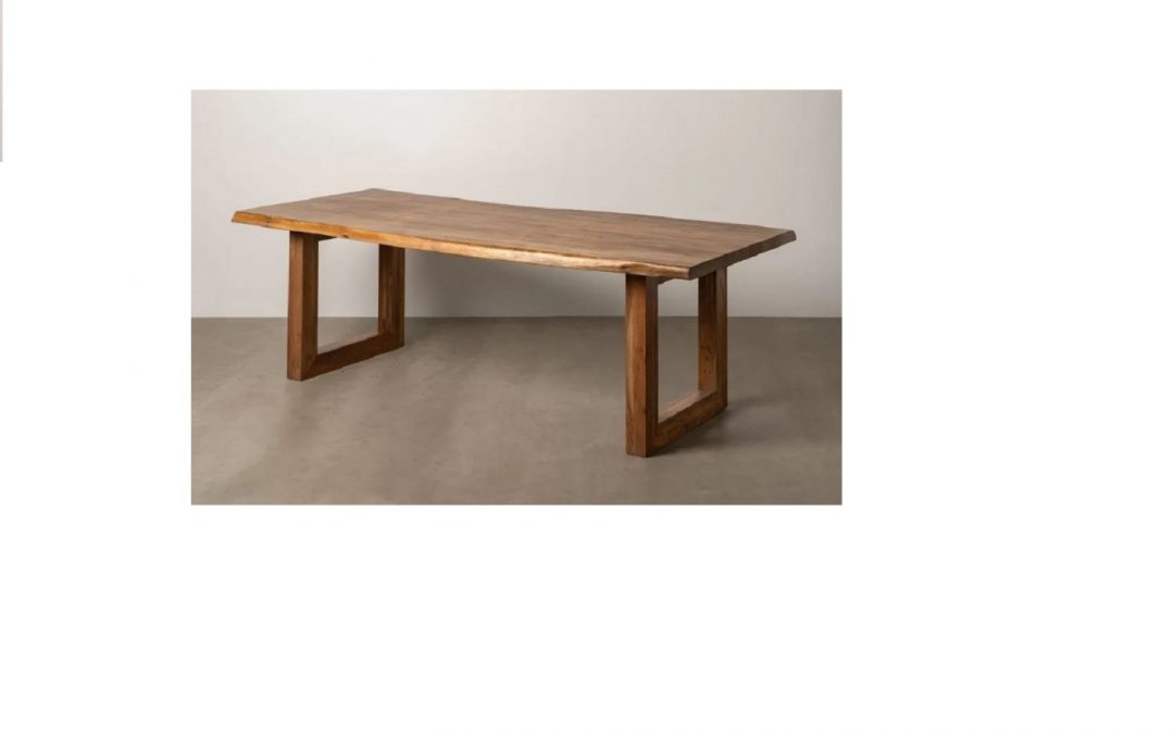 MESA DE COMEDOR MADERA DE ACACIA CON TAPA IRREGULAR 5 CM (GROSOR PATAS 9 X 10 CM) MED: 240 X 100 X 76 CM ALTO