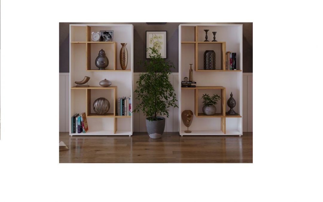 ESTANTERÍA HUECOS IRREGULARES MELAMINA VARIOS ACABADOS MED: 100 X 25 X 176 CM ALTO