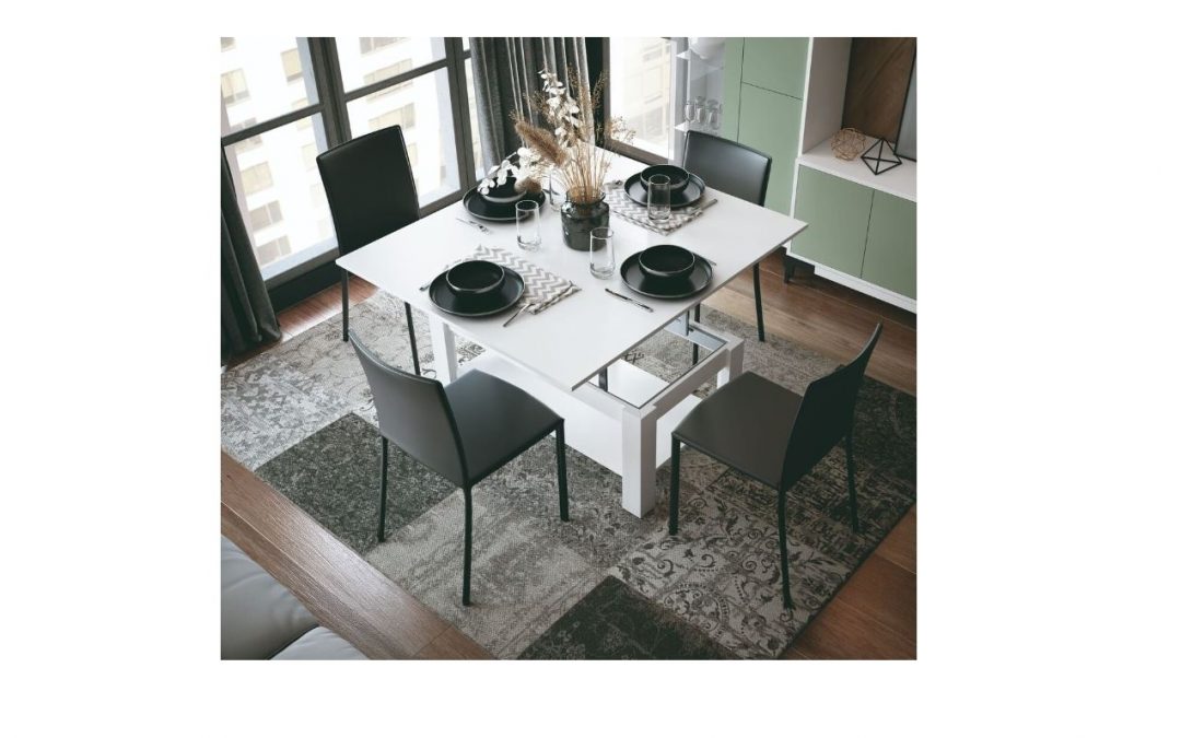 MESA DE CENTRO CONVERTIBLE EN MESA DE COMEDOR VARIOS ACABADOS MED: 105 X 60 X 47 CM ALTO / 105 X 120 X 73 CM ALTO