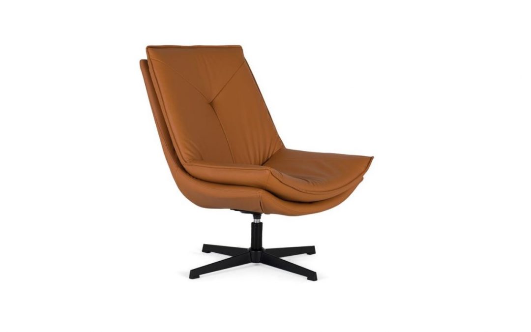 SILLÓN GIRATORIO 360º PU COLOR CUERO Y ACERO INOXIDABLE MED: 90 X 63 X 95 CM ALTO