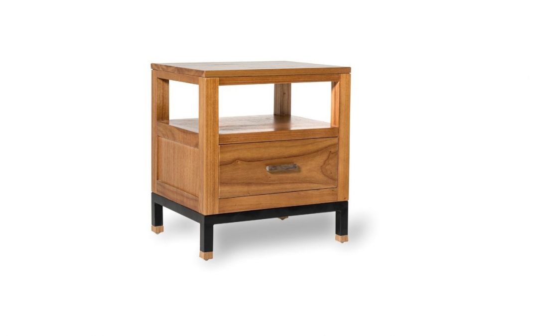 MESITA 1 CAJÓN 1 HUECO MADERA DE MINDI / HIERRO MED: 50 X 40 X 55 CM ALTO