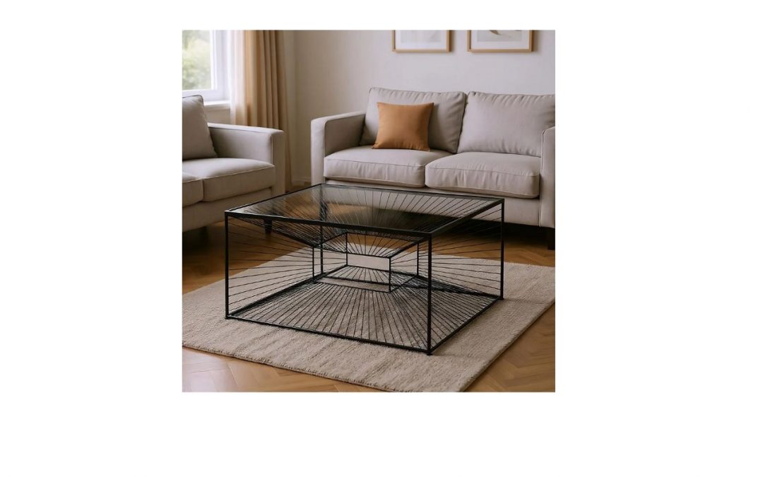 MESA DE CENTRO HIERRO / CRISTAL MED: 80,5 X 80,5 X 38 CM ALTO (MESITA AUXILIAR A JUEGO