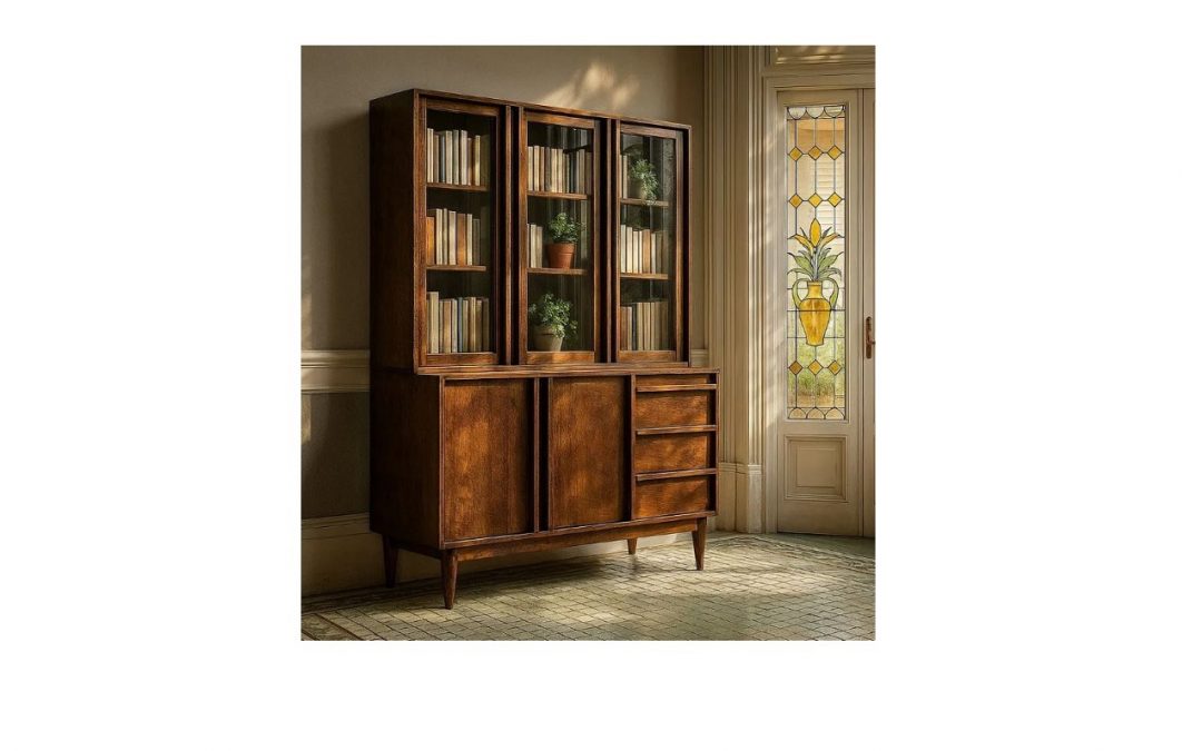 ALACENA 5 PUERTAS 3 CAJONES MADERA DE MANGO / CRISTAL MED: 150 X 50 X 195 CM ALTO