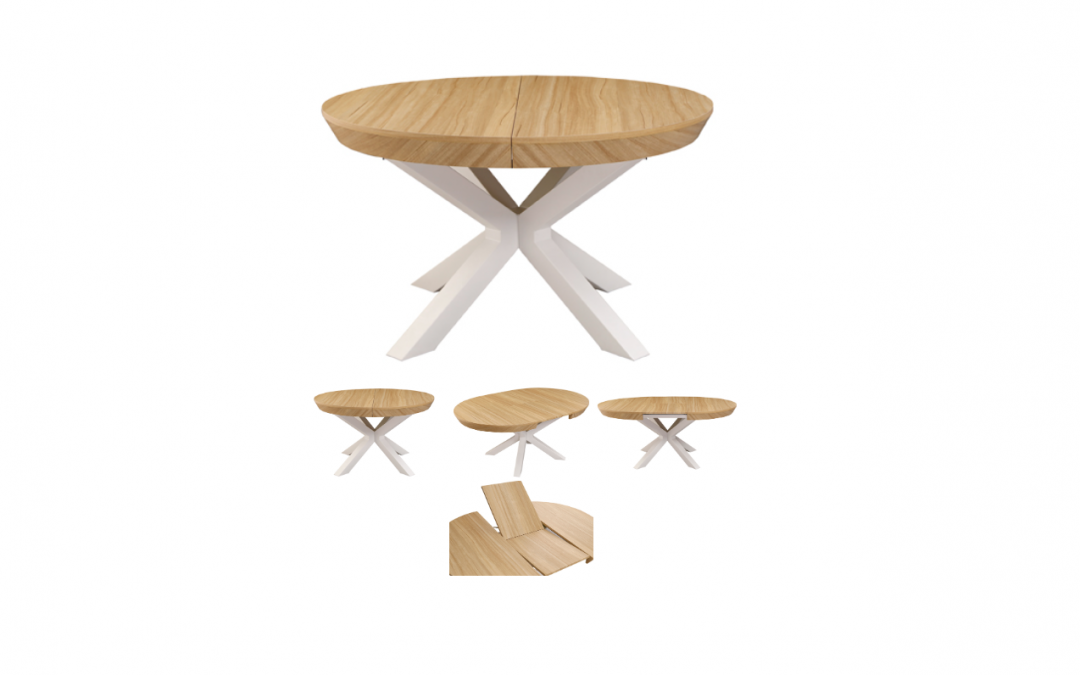 MESA DE COMEDOR EXTENSIBLE TAPA MDF 18 MM Y PATAS METÁLICAS BLANCAS O NEGRAS MED: 130 X 130 X 76 CM ALTO EXTENSIBLE A 180 CM.