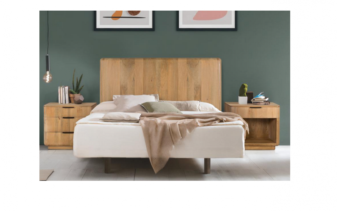 CABECERO LISO MADERA DE MANGO CON CANTOS EN MEDIA CAÑA COLOR NATURAL MED: 165 X 6 X 120 CM ALTO