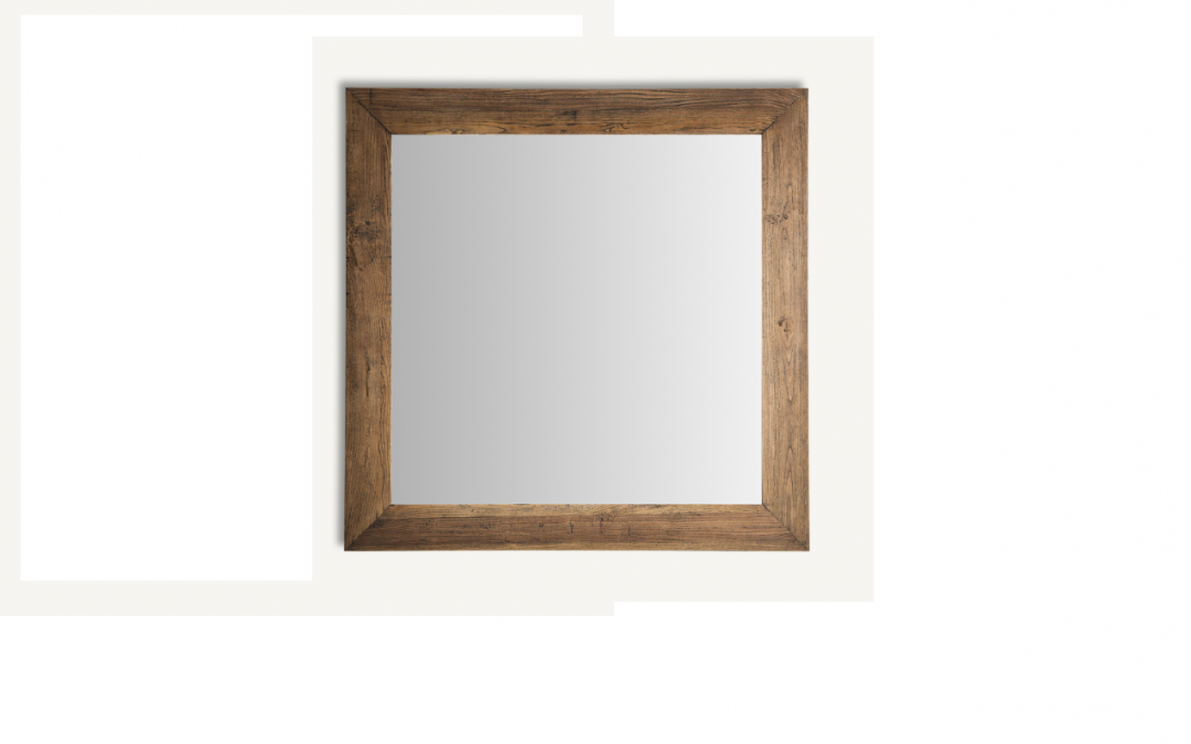 ESPEJO CUADRADO MADERA DE OLMO MED: 140 X 4 X 140 CM